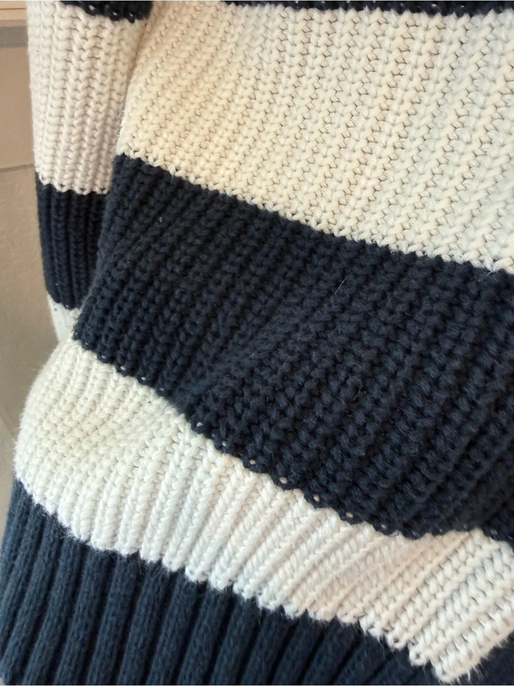 Old Navy Striped V-Neck Button Cardigan Sweater - Navy & White